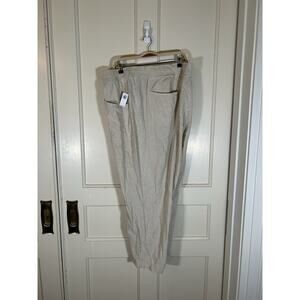 Old Navy Linen Blend Drawstring Cropped Tapered Pants Womens Size 4X Tan NWT